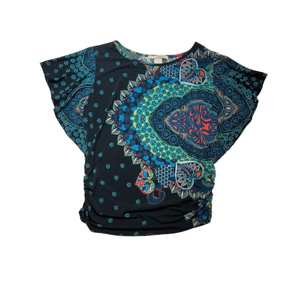 Sumesuyu Women's Multi-Color Boho Print‎ Top  Size L